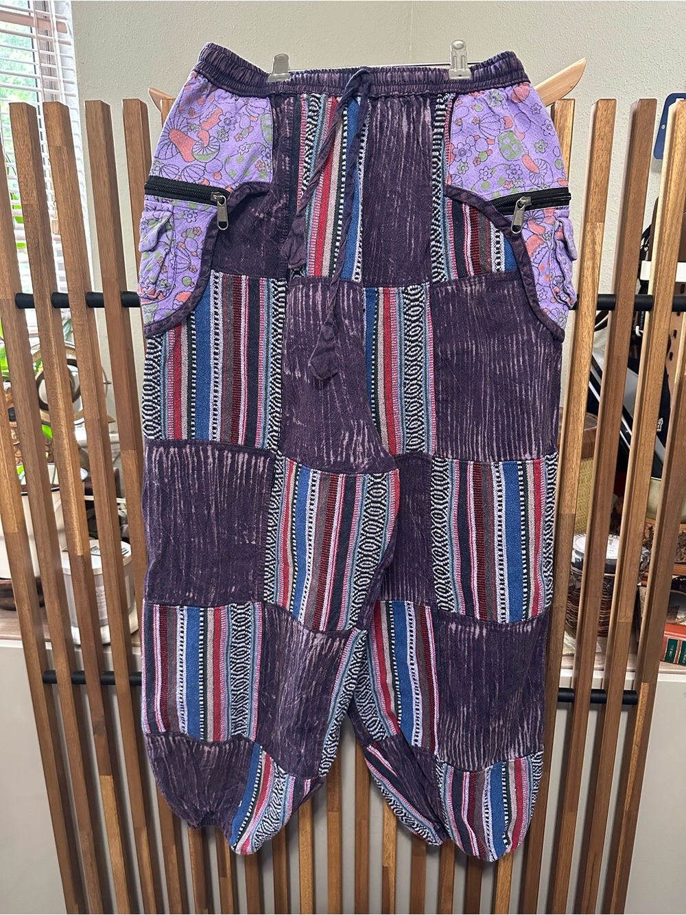 Handmade Nepal Cotton Patchwork Hippie Pants Boho Festival Harem Purple